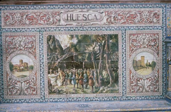 Tilework representing Huesca, Plaza de Espana, Seville